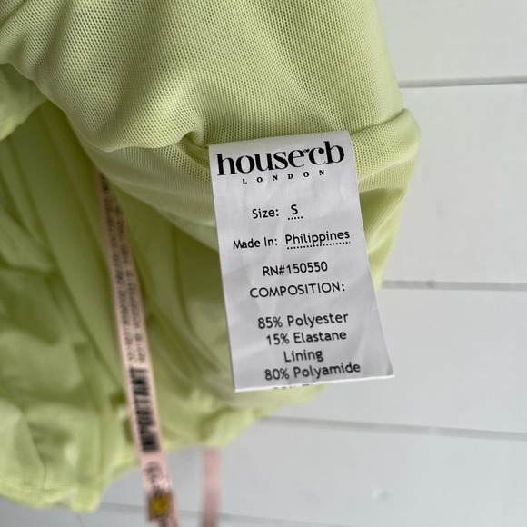 House of CB Cate Lime Rushed Mesh Mini Dress Size Small NEW - Picture 7 of 10